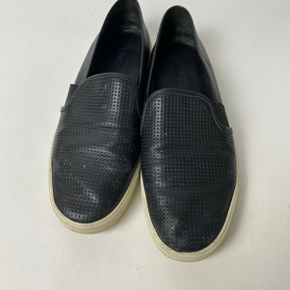 VINCE Blair Perforated Leather Slip On Sneaker BLK - Picture 2 of 10